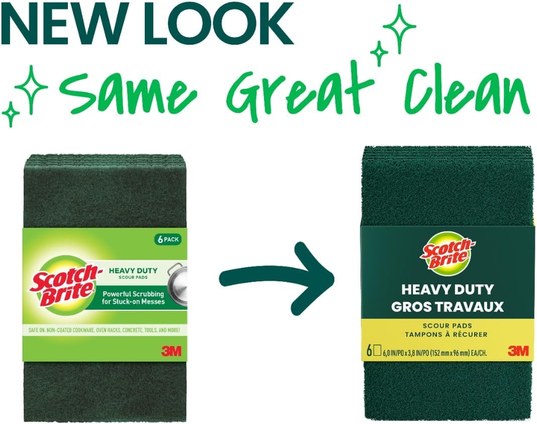 Scotch-Brite Scour Pad Robuste Scheuerschwämme für Küche und Geschirr, Gusseisen, Grün, 30 30 Pads S