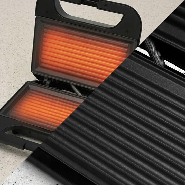 Kontaktgrill 750W Sandwichmaker &amp; Panini Grill, Antihaft-Grillplatten, schnelles Aufheizen 2 Min, 2
