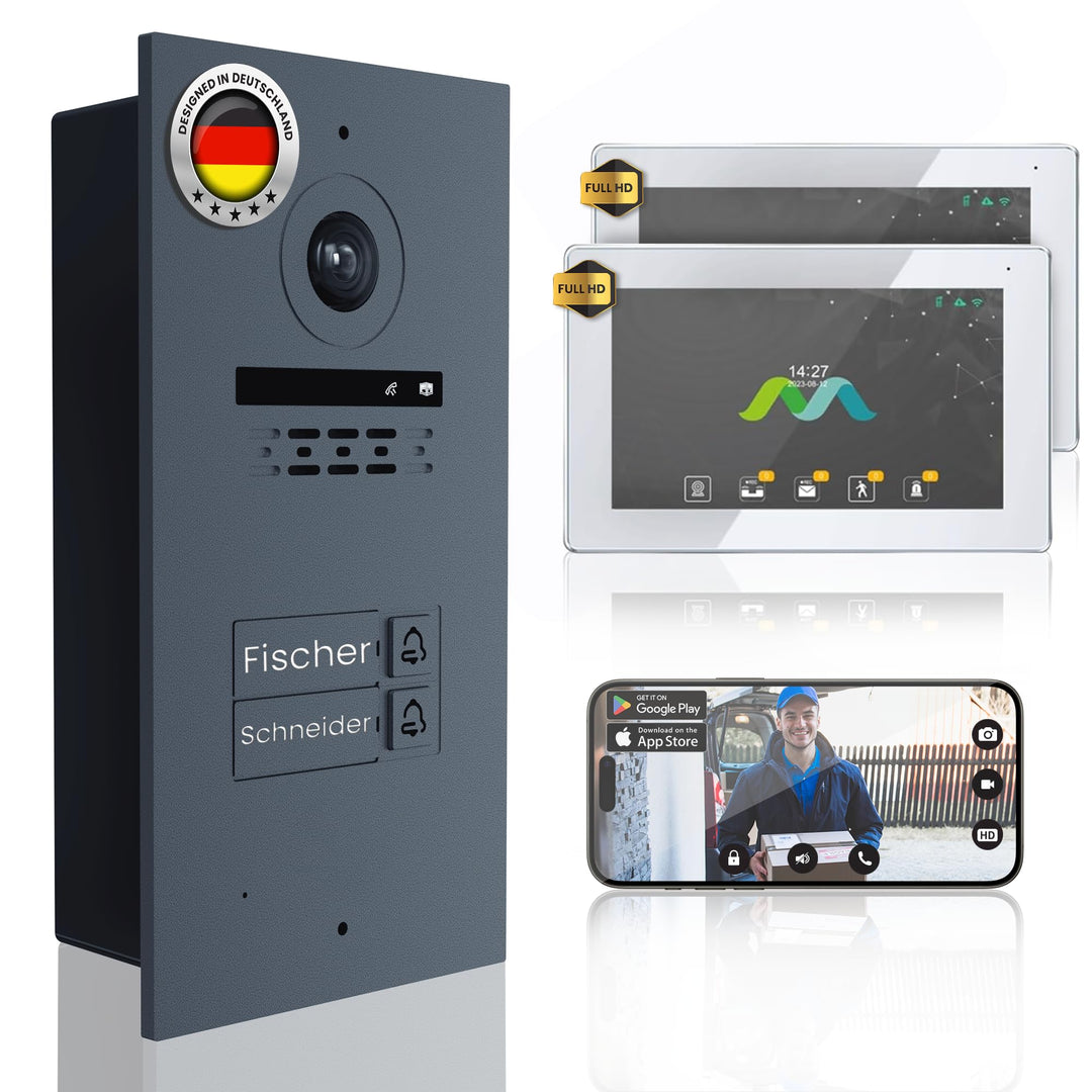 MATHFEL 2 Draht Bus IP Video Türsprechanlage 170 Grad Kamera, Aussenstation in Anthrazit, Full HD Au