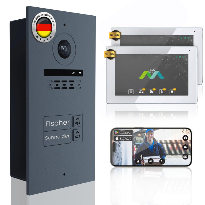 MATHFEL 2 Draht Bus IP Video Türsprechanlage 170 Grad Kamera, Aussenstation in Anthrazit, Full HD Au