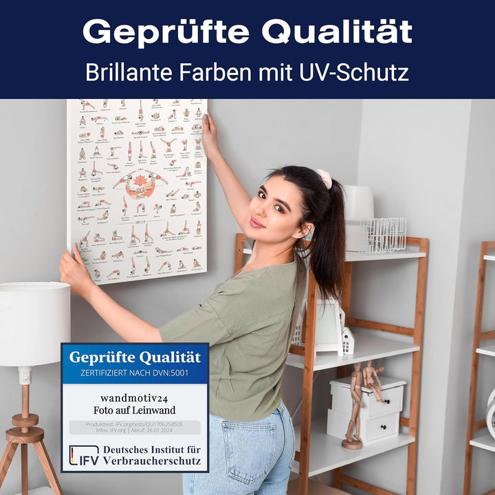 wandmotiv24 Leinwandbild Sport, 80x60cm, Hochformat, Yoga Positionen, Deko, Bilder auf Leinwand, Wan