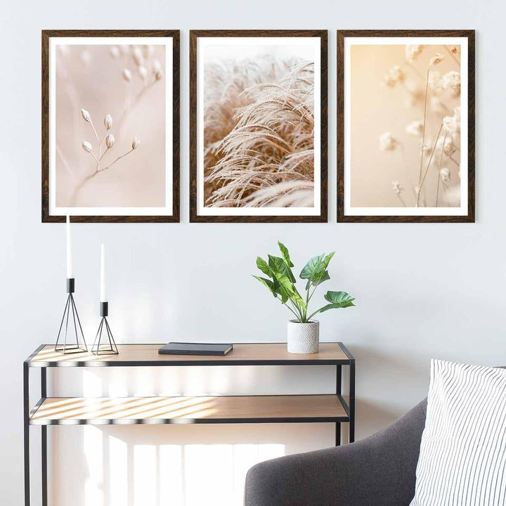 PHOTOLINI Bilderrahmen A2 42x59,4 cm MDF-Holz Eiche Dunkel, breite Rahmen, 3er Set, modern, bruchsic
