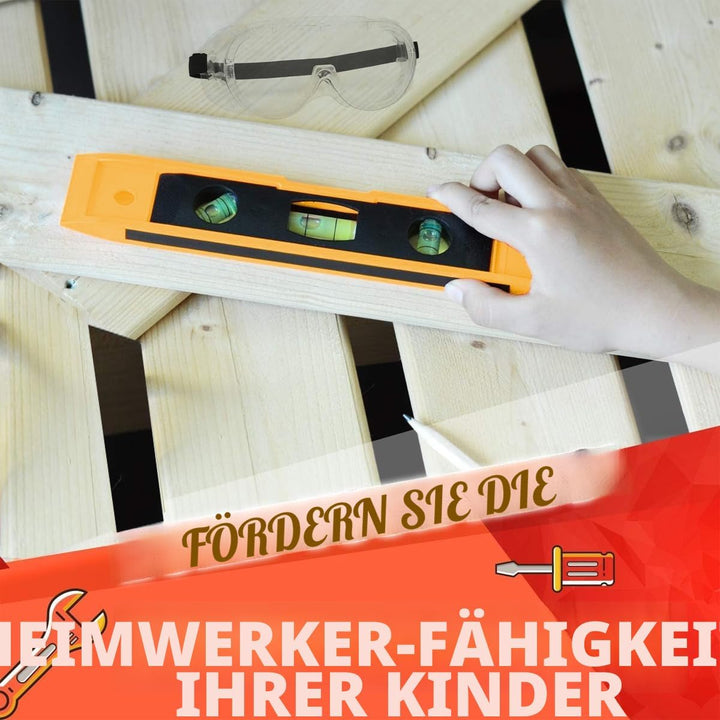 Kinder-Werkzeug-Set, Junge Bauarbeiter, Kindergrösse, echter Handwerkzeug,25-teilig, Hammer, Lernwer