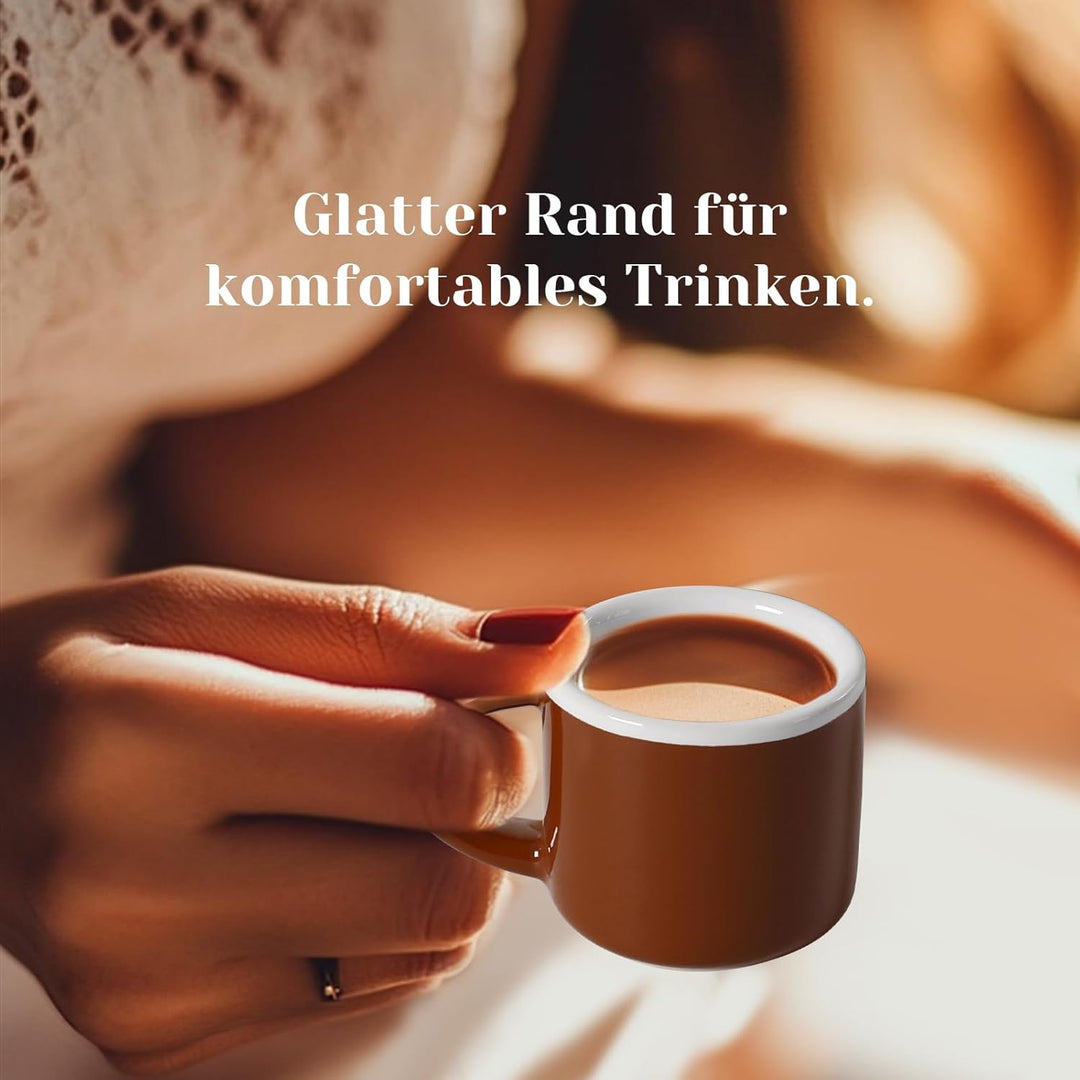 Espressotassen Set 4-teilig, Terracotta Keramik Mini-Kaffeetassen Dickwandige Mokka Tassen Mit Henke