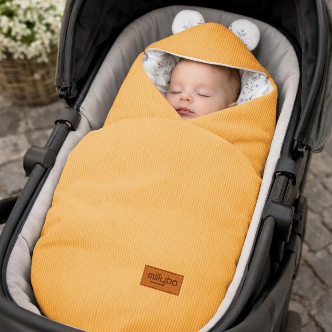 Baby Fusssack Einschlagdecke für Babyschale und Kinderwagen Gelb, Gelb