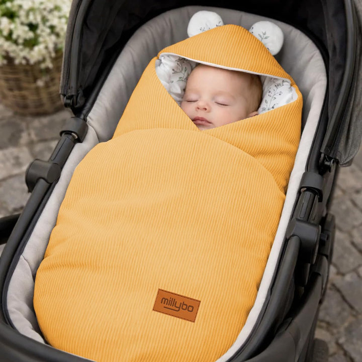 Baby Fusssack Einschlagdecke für Babyschale und Kinderwagen Gelb, Gelb
