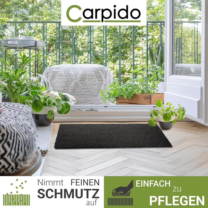 Carpido rutschfeste Kokosmatte - 40 x 60 cm Grau - Nachhaltige Naturfaser für den überdachten Aussen