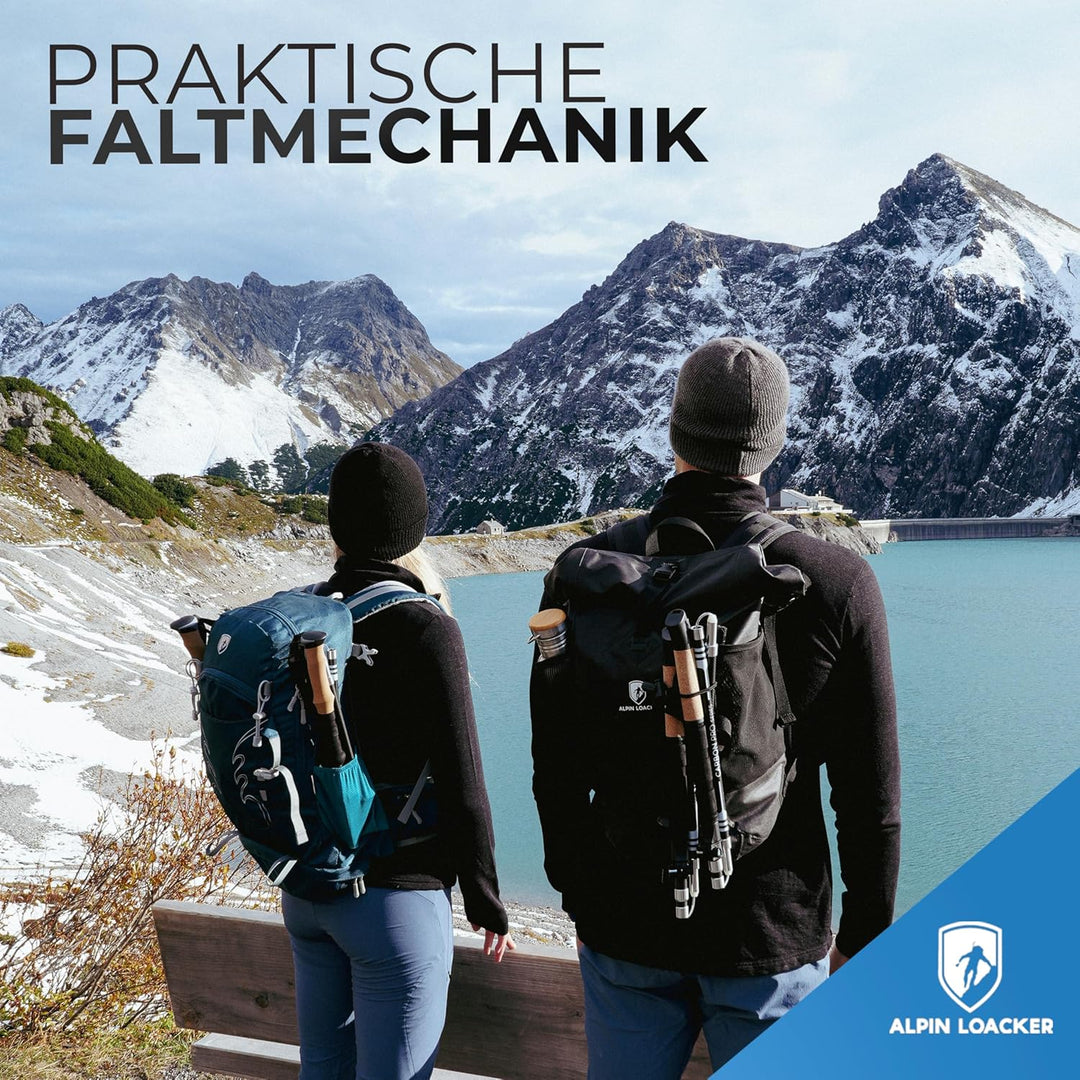 Alpin Loacker Wanderstöcke faltbar Carbon oder Aluminium mit Korkgriff I Nordic Walking Stöcke Damen