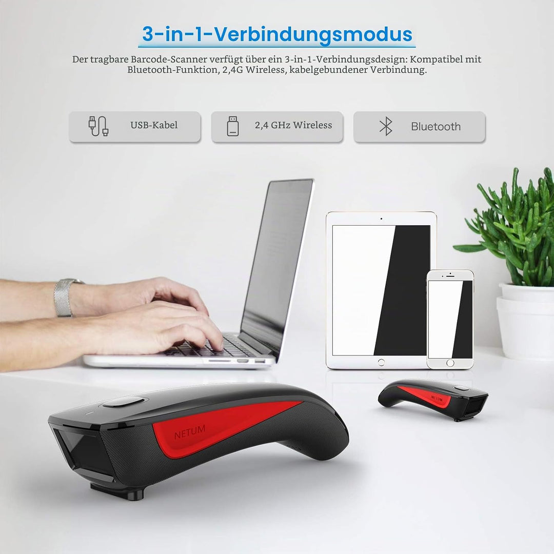 NETUM C990 Bluetooth 2D QR Barcode Scanner Wireless kompatibel mit kleine Tasche USB 1D 2D QR Code S