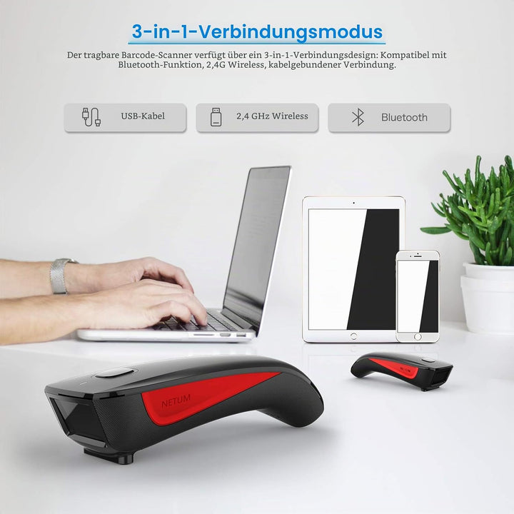 NETUM C990 Bluetooth 2D QR Barcode Scanner Wireless kompatibel mit kleine Tasche USB 1D 2D QR Code S