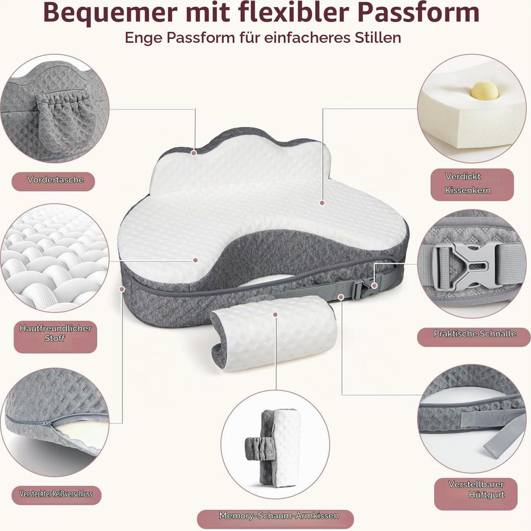 Breastfeeding Pillow,Stillkissen Gross,Nursing Pillow,Memory Foam Stillkissen, Abnehmbarer Kissenbez