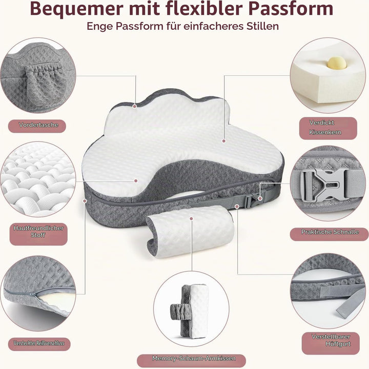 Breastfeeding Pillow,Stillkissen Gross,Nursing Pillow,Memory Foam Stillkissen, Abnehmbarer Kissenbez