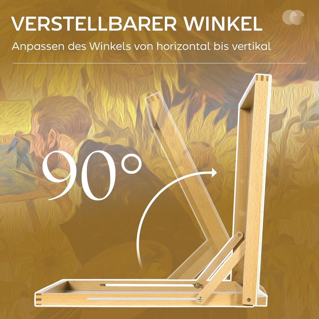 Vinsetto Tischstaffelei Klappbar 75,8 x 51 cm Verstellbar Sitzstaffelei aus Buchenholz als Zeichenbr