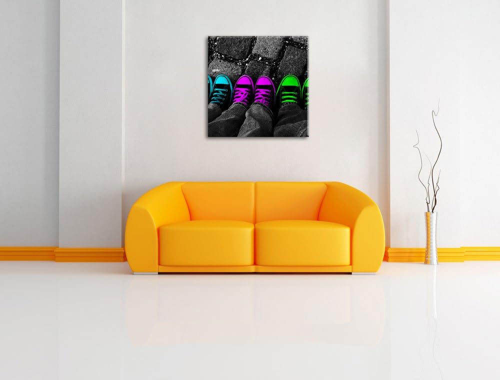 Pixxprint Sportschuhe Modern als Leinwandbild/Grösse: 70x70 cm/Wandbild/Kunstdruck/fertig bespannt,