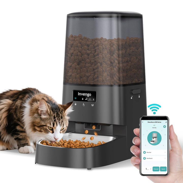 Automatic Cat Feeder with App Control, 5L Food Dispenser for Cats and Small Dogs, 2.4/5G Wi-Fi, Dual