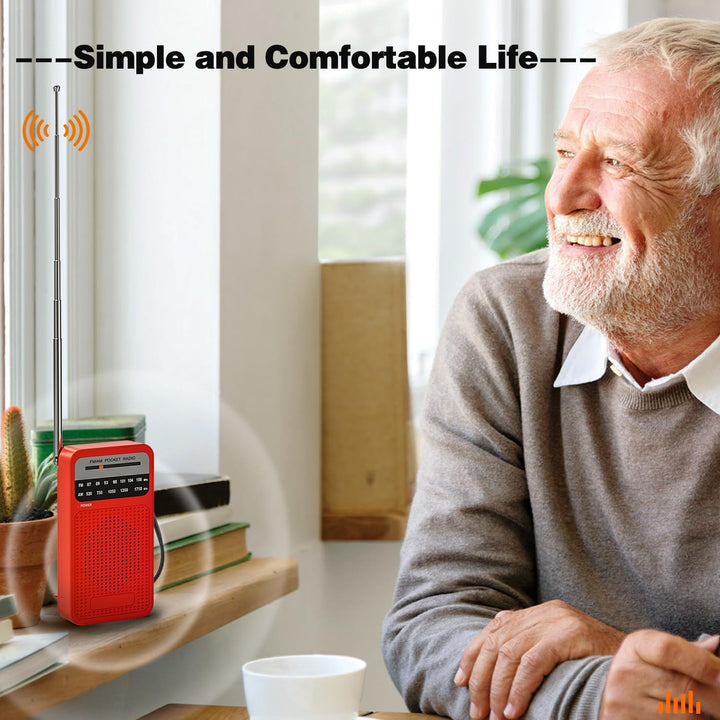 Taschenradio Batteriebetrieben FM/AM, Kleines Radio mit Eingebautem Stereolautsprecher/Kopfhöreransc