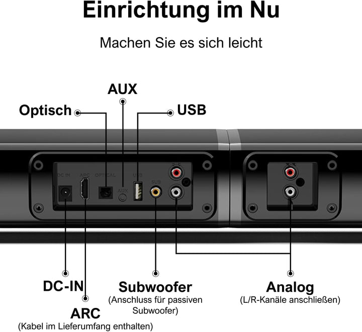 ULTIMEA 4.1-Kanal Soundbar für TV Geräte, mit Subwoofer, teilbare 2-in-1 Soundbar für Fernseher, Blu