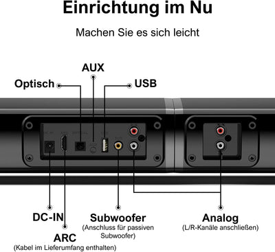 ULTIMEA 4.1-Kanal Soundbar für TV Geräte, mit Subwoofer, teilbare 2-in-1 Soundbar für Fernseher, Blu