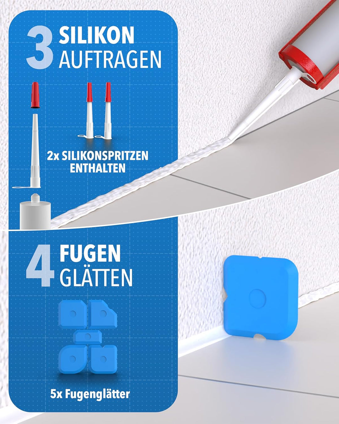 23-tlg. Fugen-Set – Silikonentferner &amp; Fugenschaber mit 10 Klingen, Fugenmesser mit Ersatzklinge, Ku