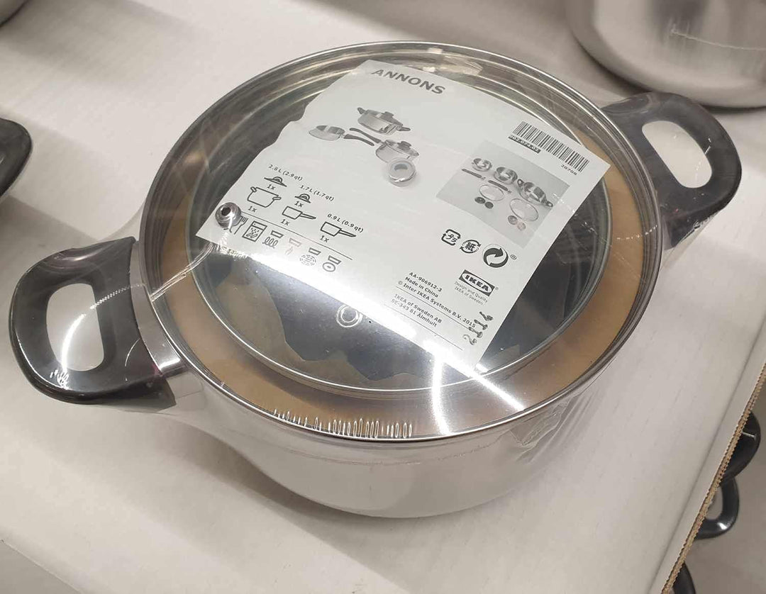 Ikea 5-Tlg. Kochtopfset "Annons" NEU mit Glasdeckel Induktion Edelstahl 1, 1