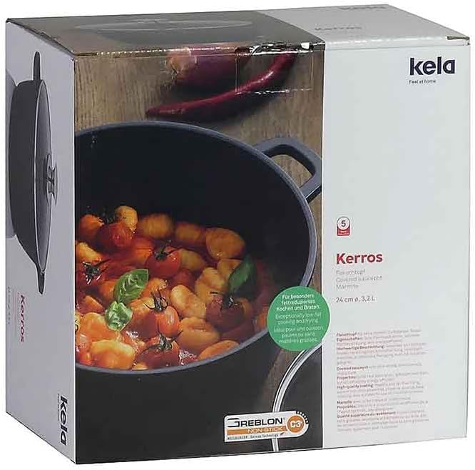 Kela Fleischtopf Kerros 24cm aus Aluguss, Schwarz, 24 cm