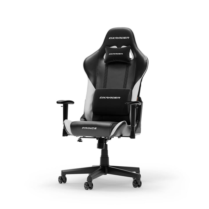 DXRacer Prince L Schwarz & Weiss PVC Leder das Orginal Gaming Stuhl, Schreibtischstuhl, Bürostuhle,