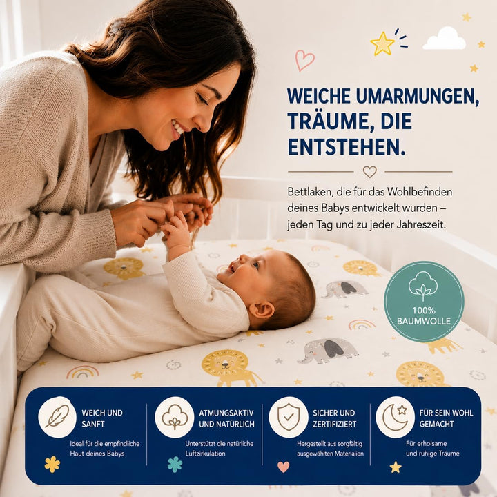 FlyIdeas Next 2 Me Spannbettlaken Beistellbett 83x50 cm, 2 STK. - 2 Spannleintuch Matratzenschoner f