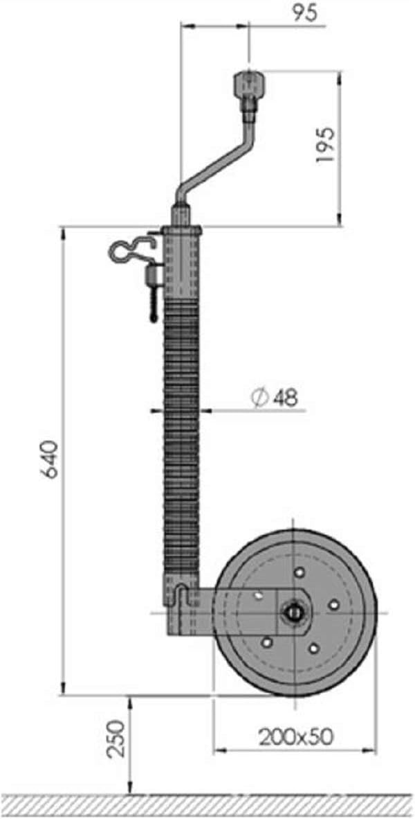 ALKO TRAILER PARTS 1223614 STUETZRAD AL-KO 48MM