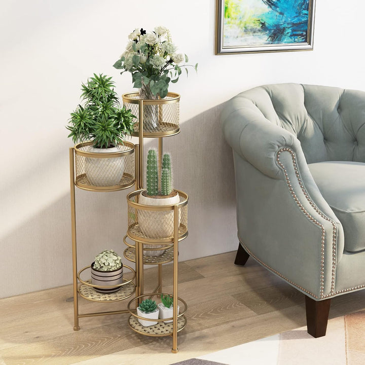 RELAX4LIFE Pflanzenständer Metall, Blumentopfhalter 6 Stufen, Blumenständer mit Drehbarem Design, Bl