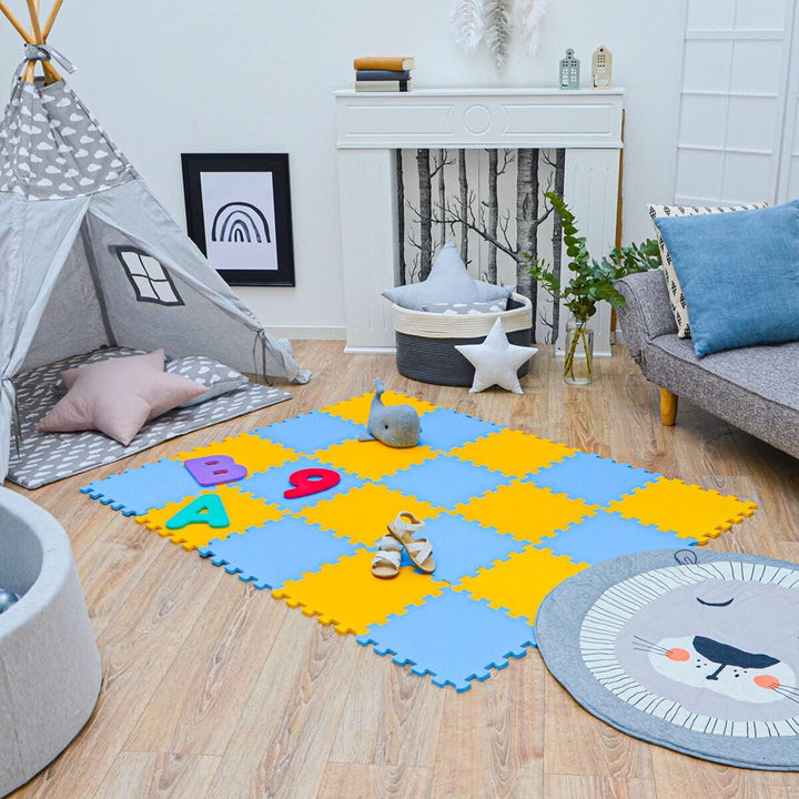 LittleTom 18 Teile Spielmatte Baby ab Null - 30x30 Schaumstoff Puzzlematte Kinder Isomatte Baby Spie