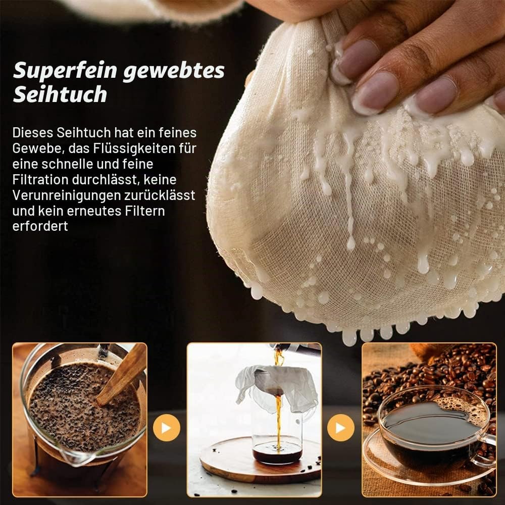 Refrung 10 Stück Seihtuch Passiertuch 50 x 50cm Käsetuch Filtertücher Waschbarem Filtertuch Siebtuch