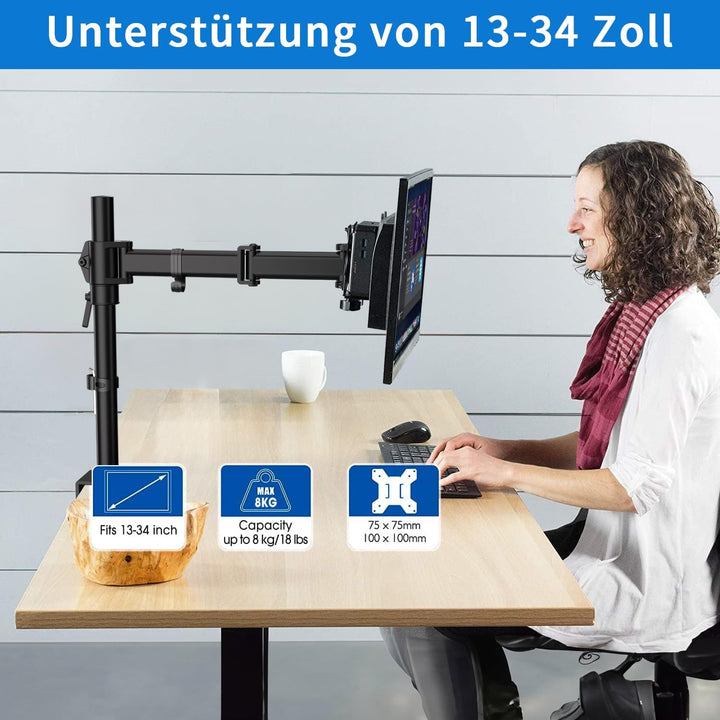 HFTEK Monitor TV Tisch-Halterung Halter Mounts für Bildschirme von 13 bis 34 Zoll – VESA 75/100 (HF2