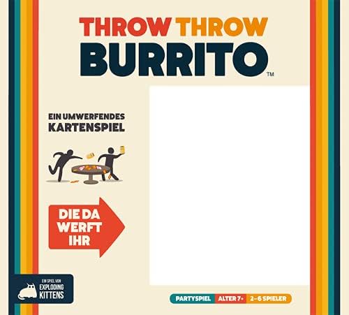Asmodee Exploding Kittens, Throw Throw Burrito (Auflage 2022), Partyspiel, Kartenspiel, 2-6 Spieler,