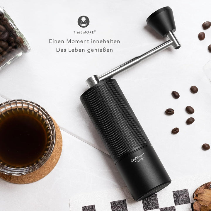 TIMEMORE Chestnut C3s PRO, manuelle Kaffeemühle, Upgrade integriertes Ganzmetallgehäuse, Edelstahl S