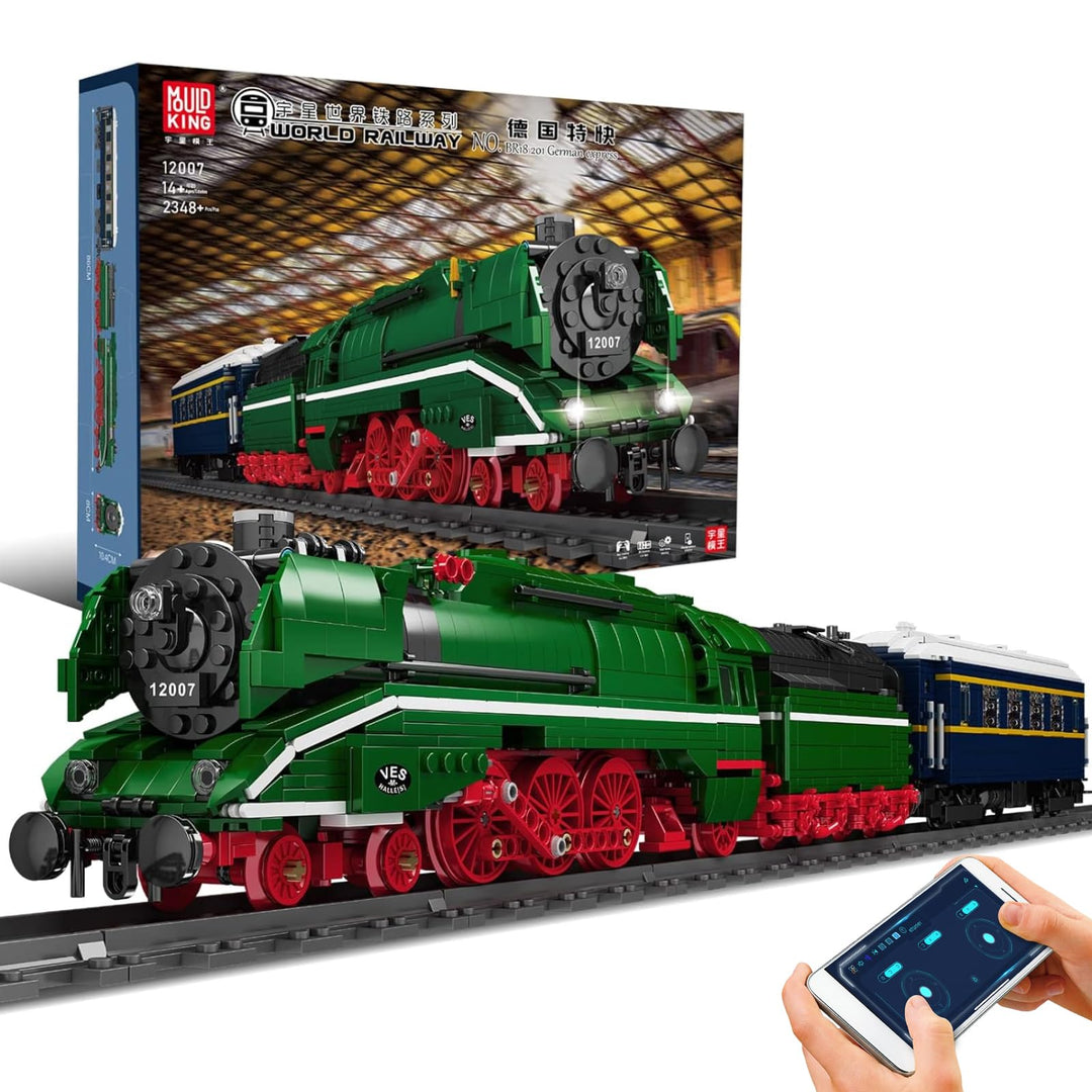 Mould King 12007 Technik BR18 201 German Express Dampflokomotive,Modellbausatz Fernbedienung elektri