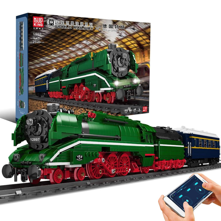 Mould King 12007 Technik BR18 201 German Express Dampflokomotive,Modellbausatz Fernbedienung elektri