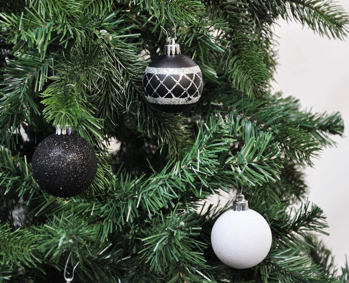 64x Kunststoff Christbaumkugeln Ø 6cm Kugel Box Glanz Glitzer Matt Dekor Inge inkl. Aufhänger, Farbe