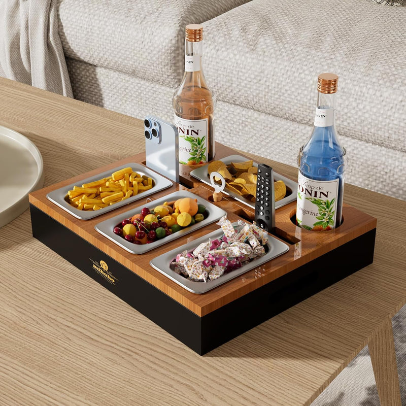 Couchbar, Sofa Organizer auf dem Beistelltische Couchtisch, Couchbar Holz als Bier Geschenke für Män