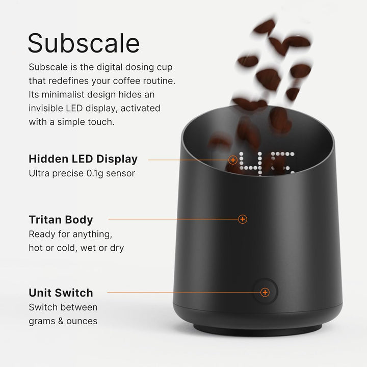 Subminimal Kaffevåg SubScale | Precision Kaffevåg för Espresso & Pour-Over | Kompakt Digital Vågsens