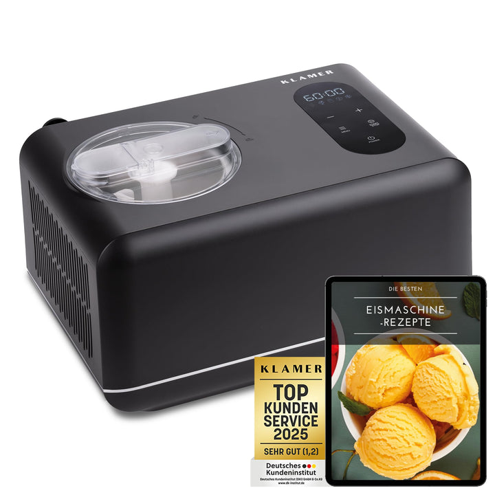 KLAMER 3-in-1 Eismaschine, Slush Maschine & Joghurtbereiter 1,5 L, 150 W Eiscrememaschine aus Edelst