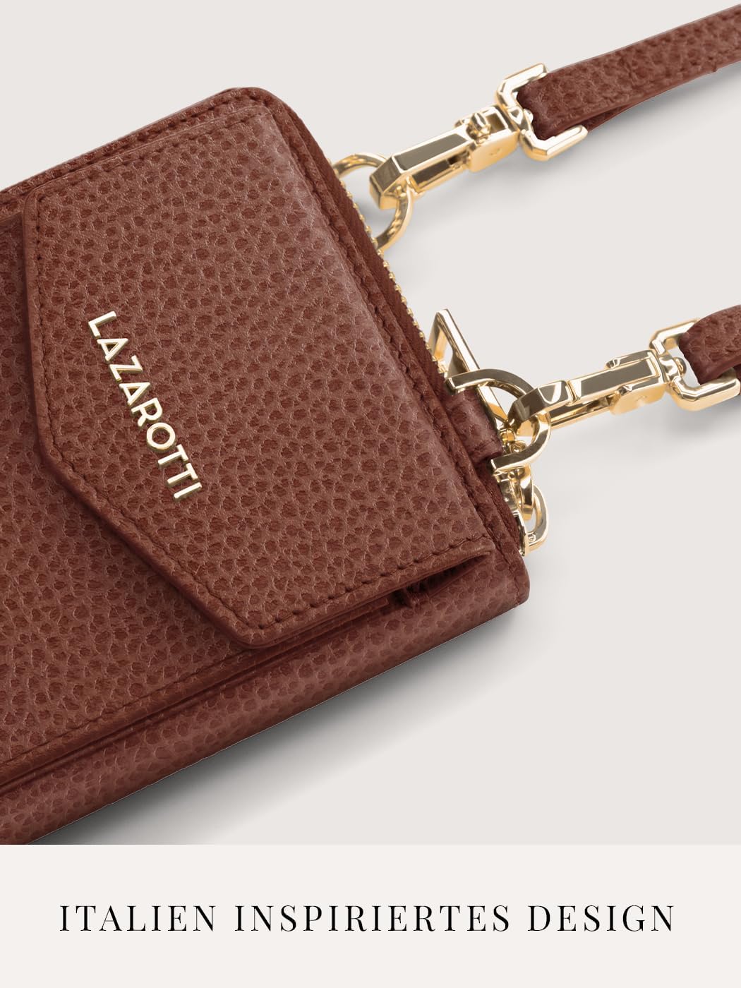 Lazarotti Bologna XL Leder Damen-Geldbörse &amp; Handytasche (2-in-1) | 16 Kartenfächer | zum Umhängen m