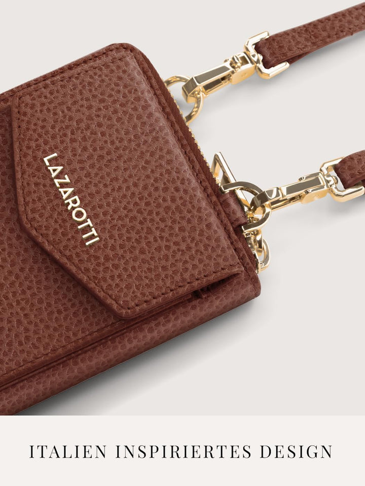Lazarotti Bologna XL Leder Damen-Geldbörse &amp; Handytasche (2-in-1) | 16 Kartenfächer | zum Umhängen m