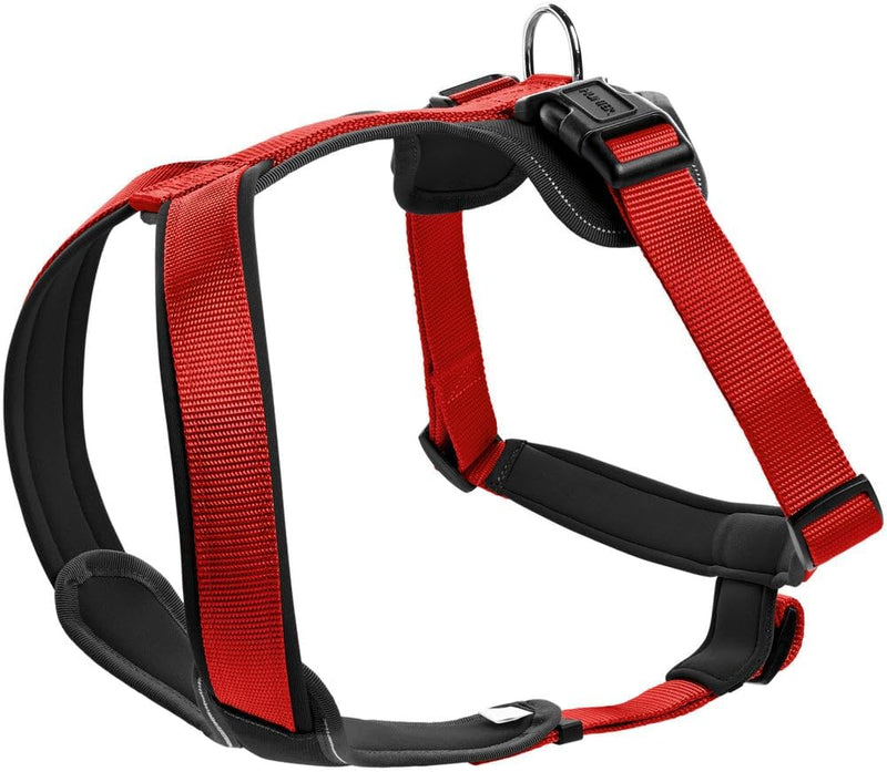 HUNTER NEOPREN Hundegeschirr, Nylon, gepolstert mit Neopren, M/1 53 - 65 cm, rot/schwarz rot/schwarz