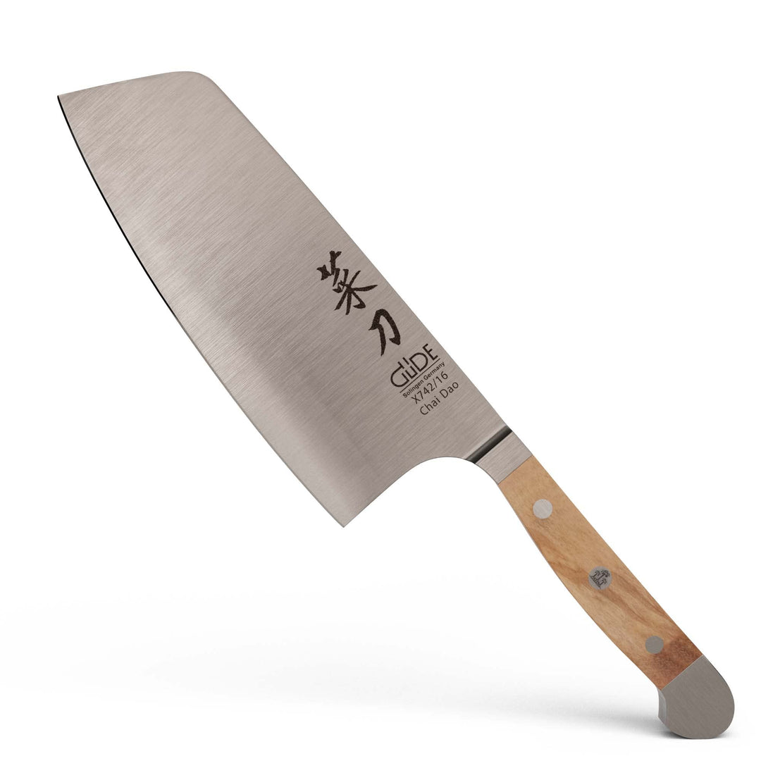 GÜDE Solingen - Chai Dao, China Kochmesser geschmiedet, 16 cm, Olivenholz, ALPHA OLIVE, Doppelkropf,