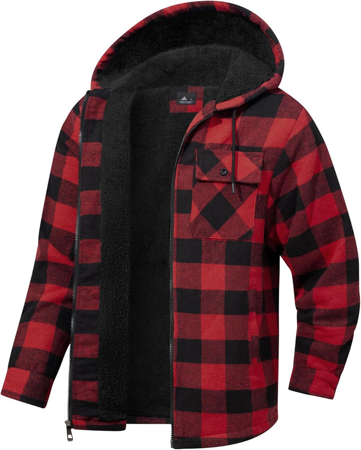 SwissWell Herren Hemdjacke Verdicken Kariertes mit Zipper Flanelljacke Plüschfutter Freizeit Gefütte