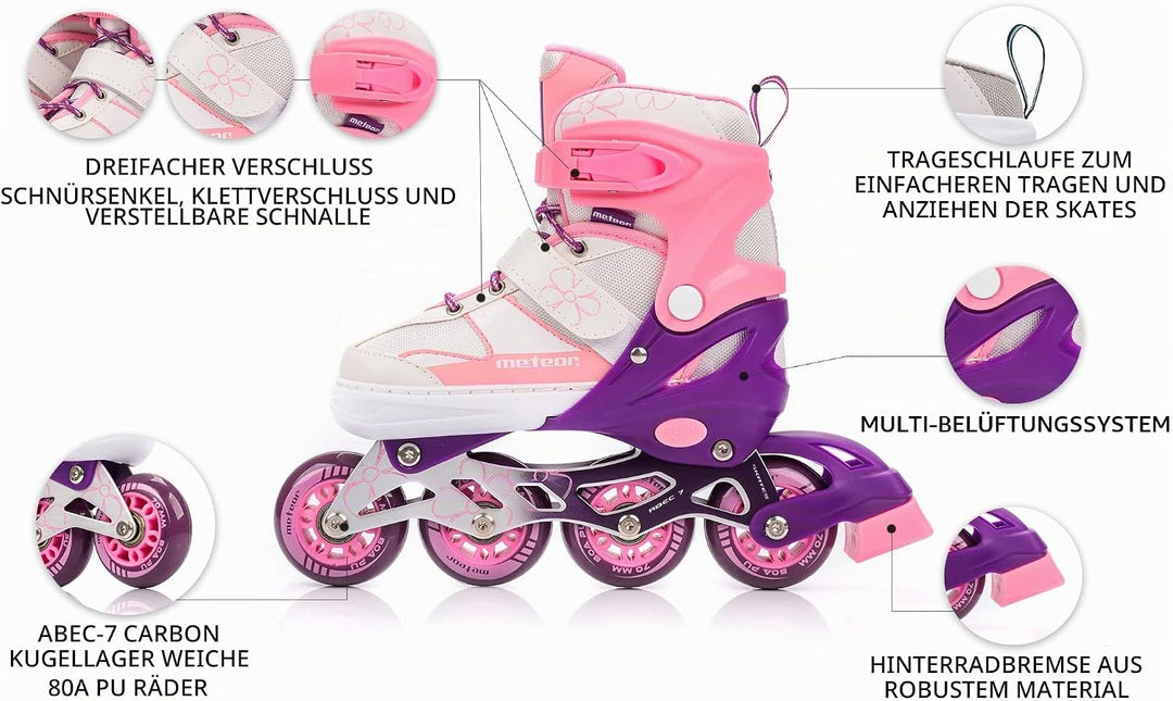 meteor® Inliner Rollen Inline Skates Mädchen und Jungen Inliner Kinder Inline Skates ABEC7 Rollen in