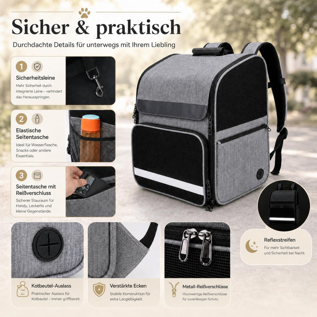 Katzenrucksack Faltbar, Hunde Rucksack, Haustier Rucksack mit verstellbaren Schultergurten, Abnehmba
