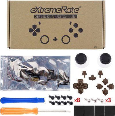 eXtremeRate 9 Modi 7 Farben DTF V3 LED Kit für ps5 Controller Ersatz Leuchttaste D-Pad Thumbsticks S