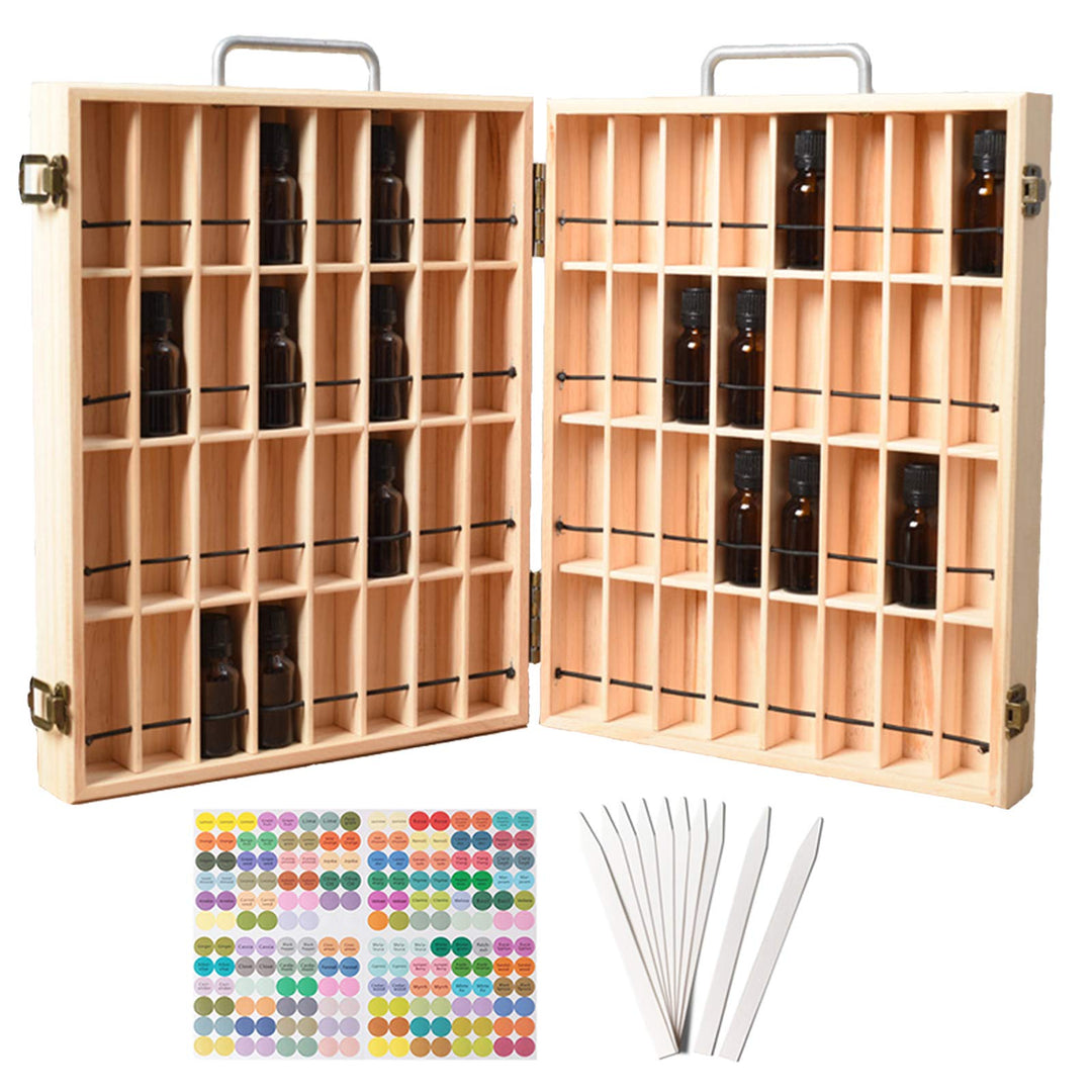 Gracelaza 64 Slots Ätherisches Öl Box aus Holz - Ideales Aufbewahrungsbox Organisator für Ätherische