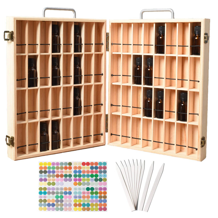 Gracelaza 64 Slots Ätherisches Öl Box aus Holz - Ideales Aufbewahrungsbox Organisator für Ätherische